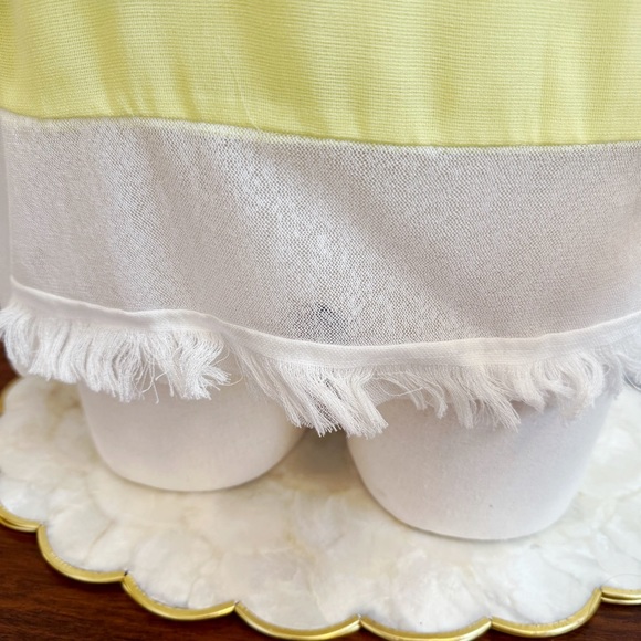 Altamira Milano White Yellow Black Fringe Mesh Long Sleeve Top M/L NEW - Picture 5 of 16